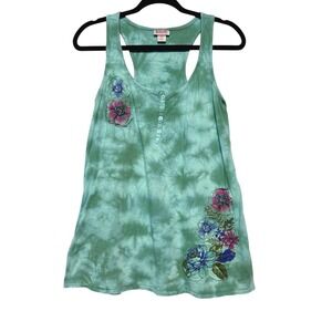 Y2K Tie Dye Floral Boho Top Womens Size S Earthy Festivalcore Indie Hippie Chic